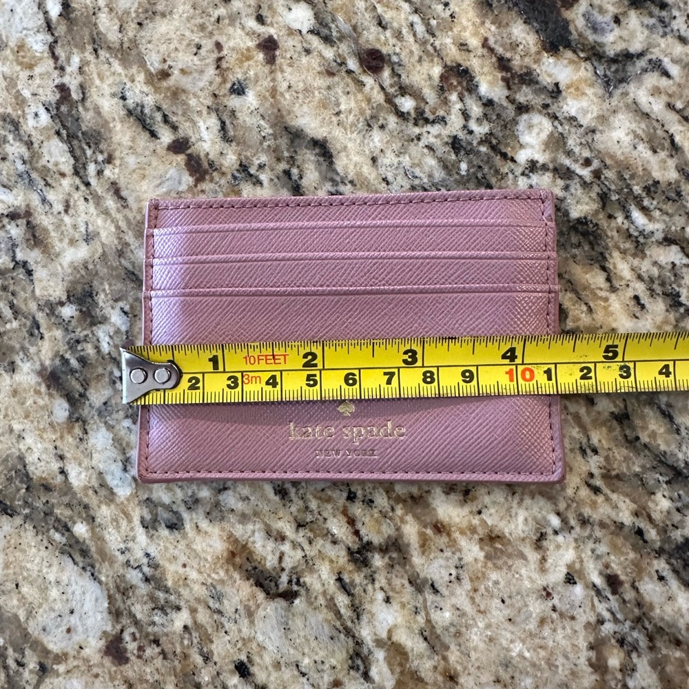 Kate Spade card holder in glittery dusty peony pink color. - Picture 6 of 7